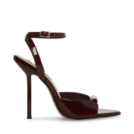 Burgundy Steve Madden Prize Patent Women's Heels Sandals | PH 4617UI16